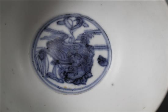 Two Chinese Ming blue and white bowls, Zhangzhou kilns, D. 11cm